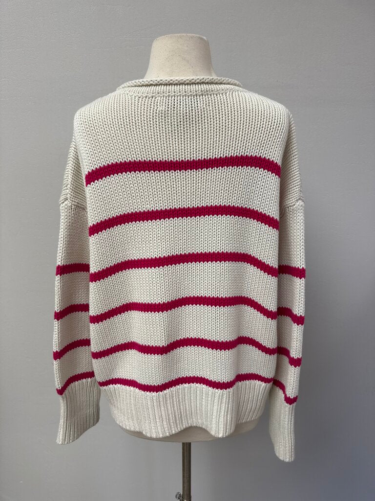 La Ligne Pink and Ecru Striped Sweater