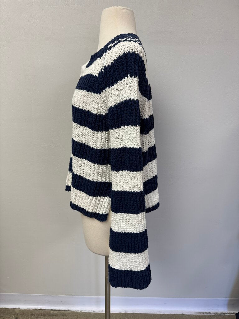 Pilcro Blue and White Striped Bell Sleeve Sweater
