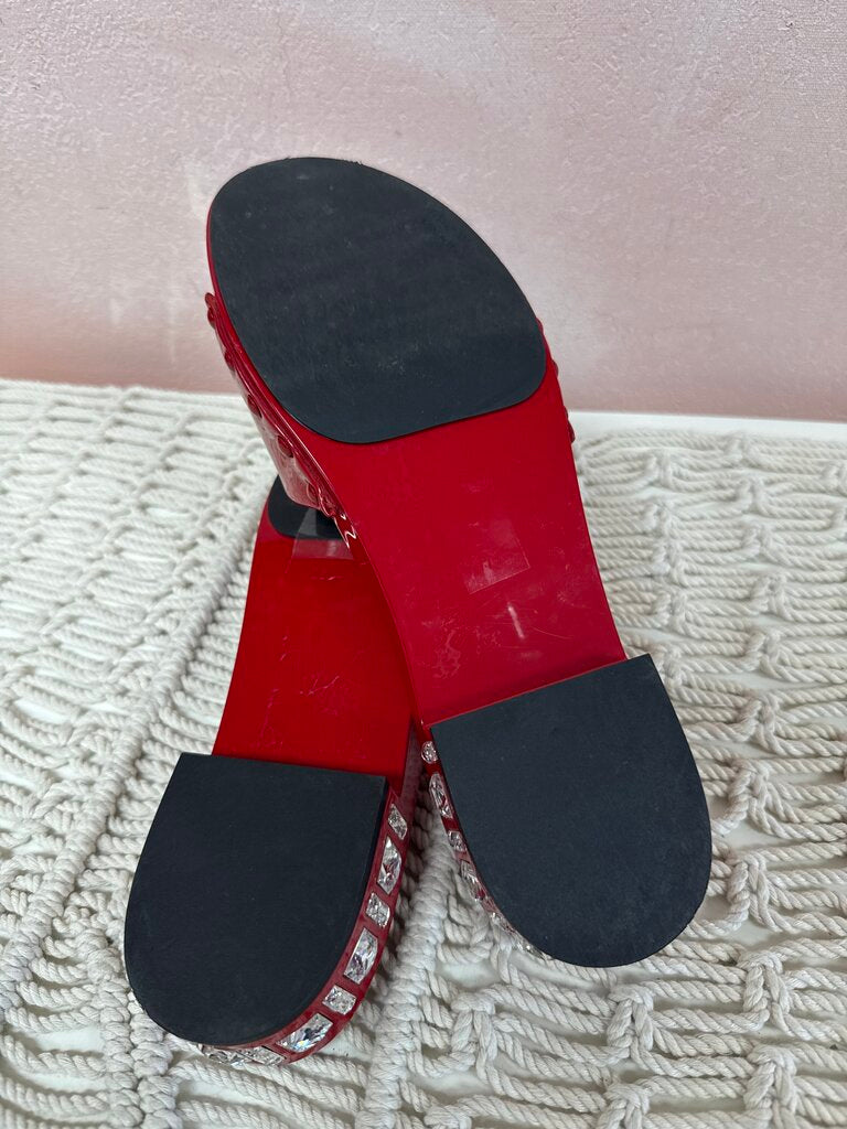 Miu Miu Red Patent Slides