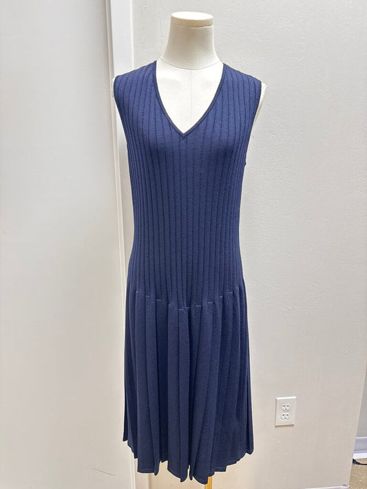 St John Navy Knit Ribbed Dress NWT