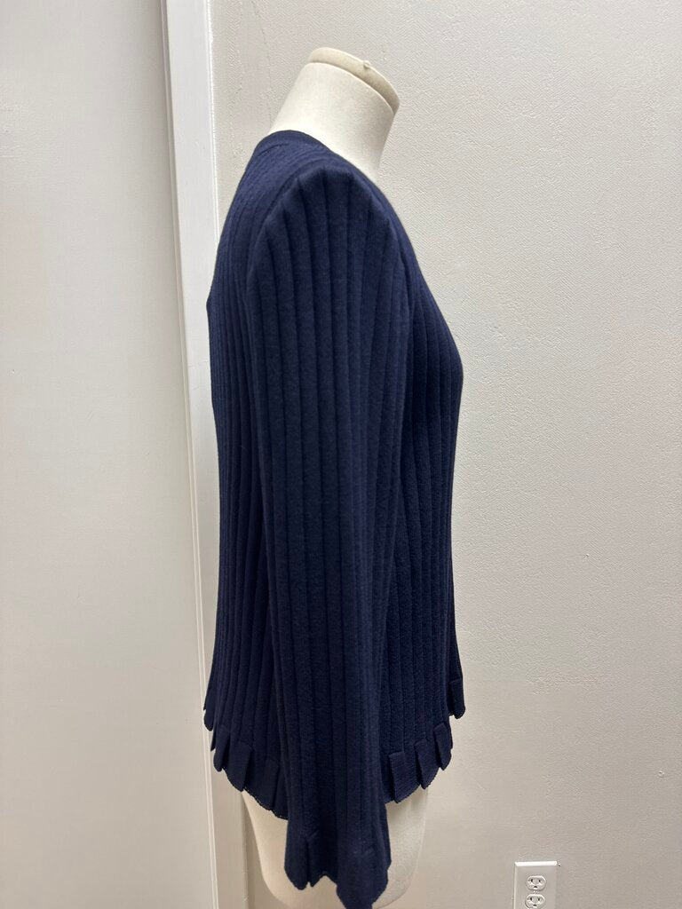 St John Navy Knit Ribbed Cardigan NWT