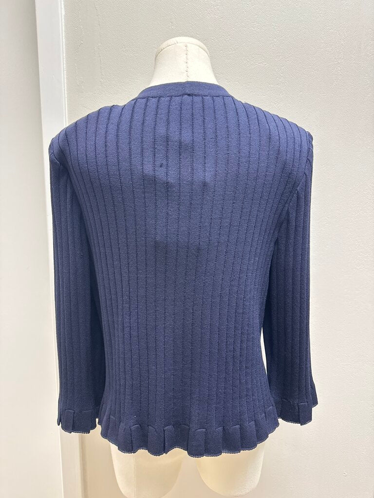 St John Navy Knit Ribbed Cardigan NWT