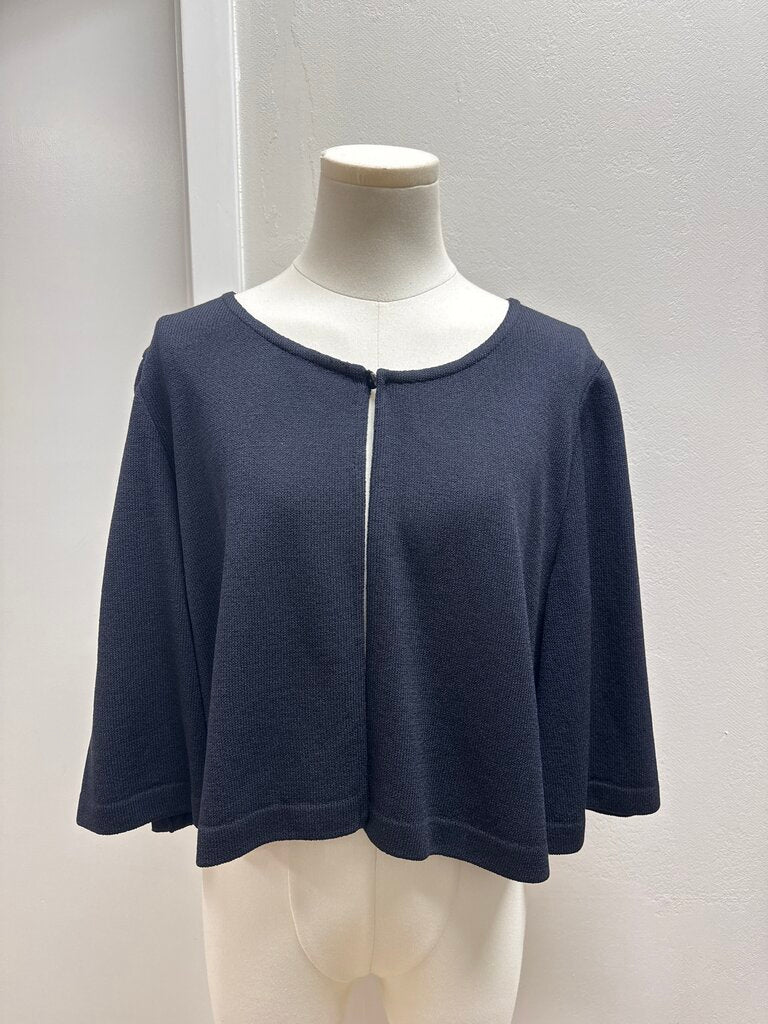 St John Black Knit Cropped Cardigan