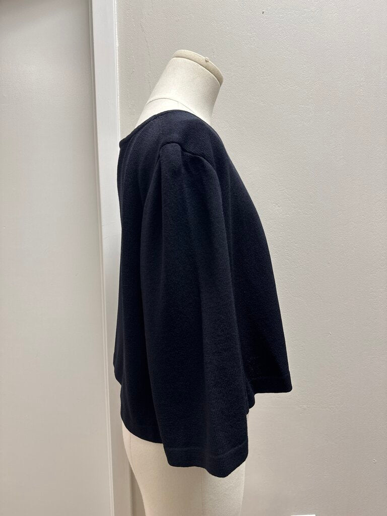 St John Black Knit Cropped Cardigan