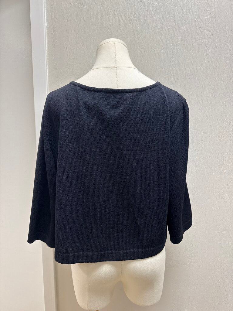 St John Black Knit Cropped Cardigan