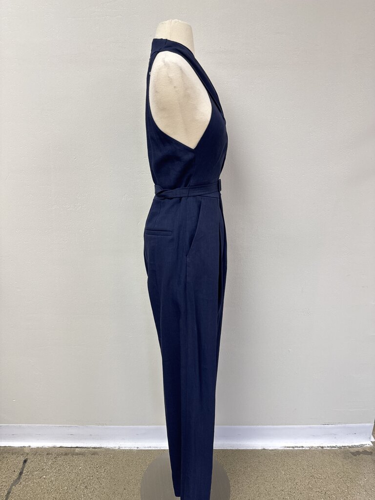A.L.C. Navy Linen Halter Jumpsuit