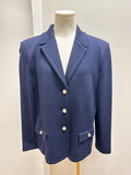 St John Blue Knit Pearl Detail Blazer