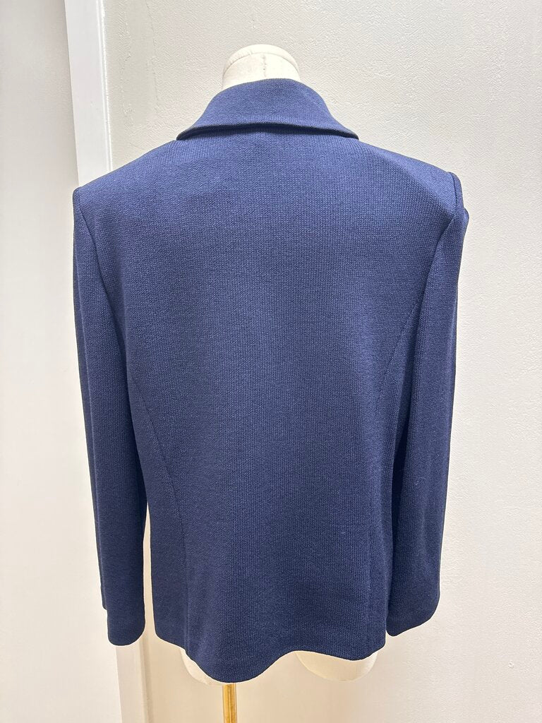 St John Blue Knit Pearl Detail Blazer