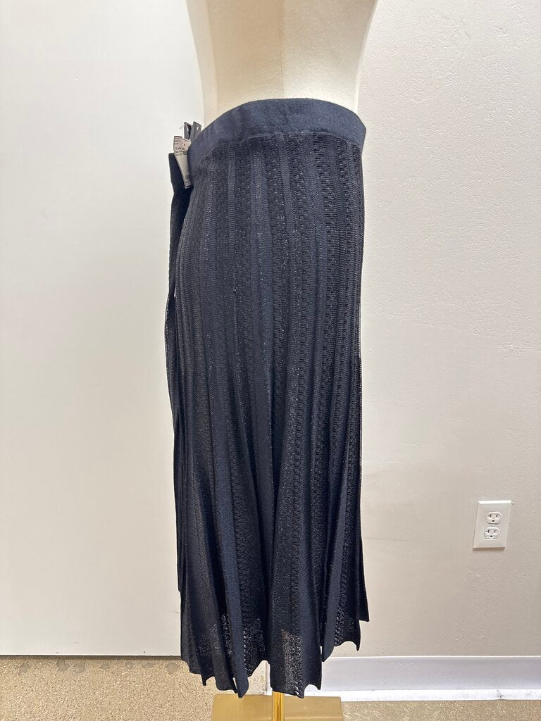 St John Black Knit Metallic Skirt NWT