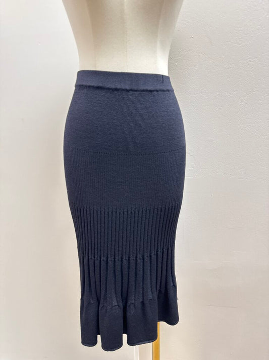 St John Black Knit Pleated Skirt