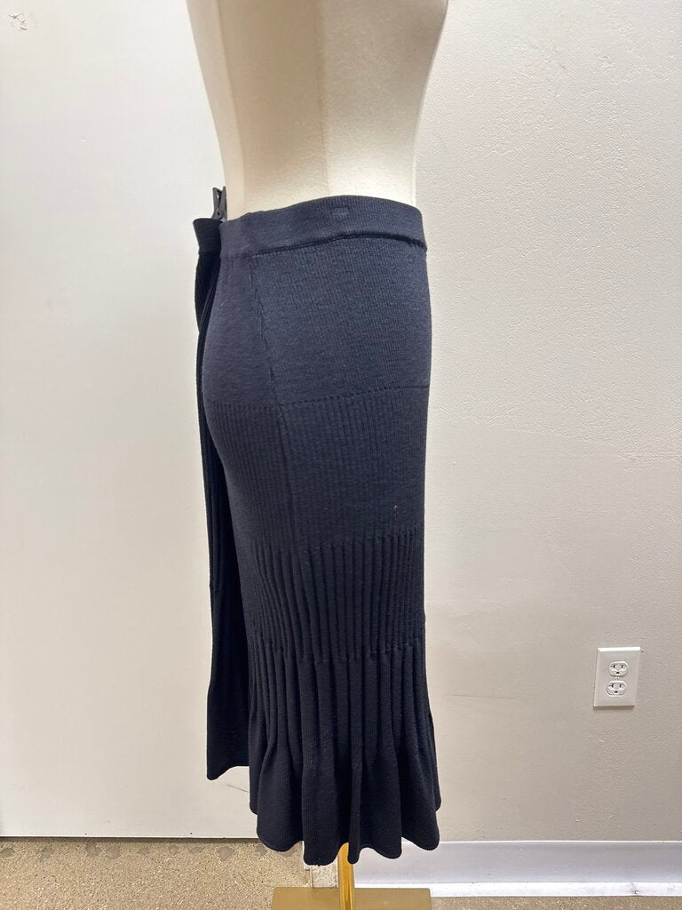 St John Black Knit Pleated Skirt