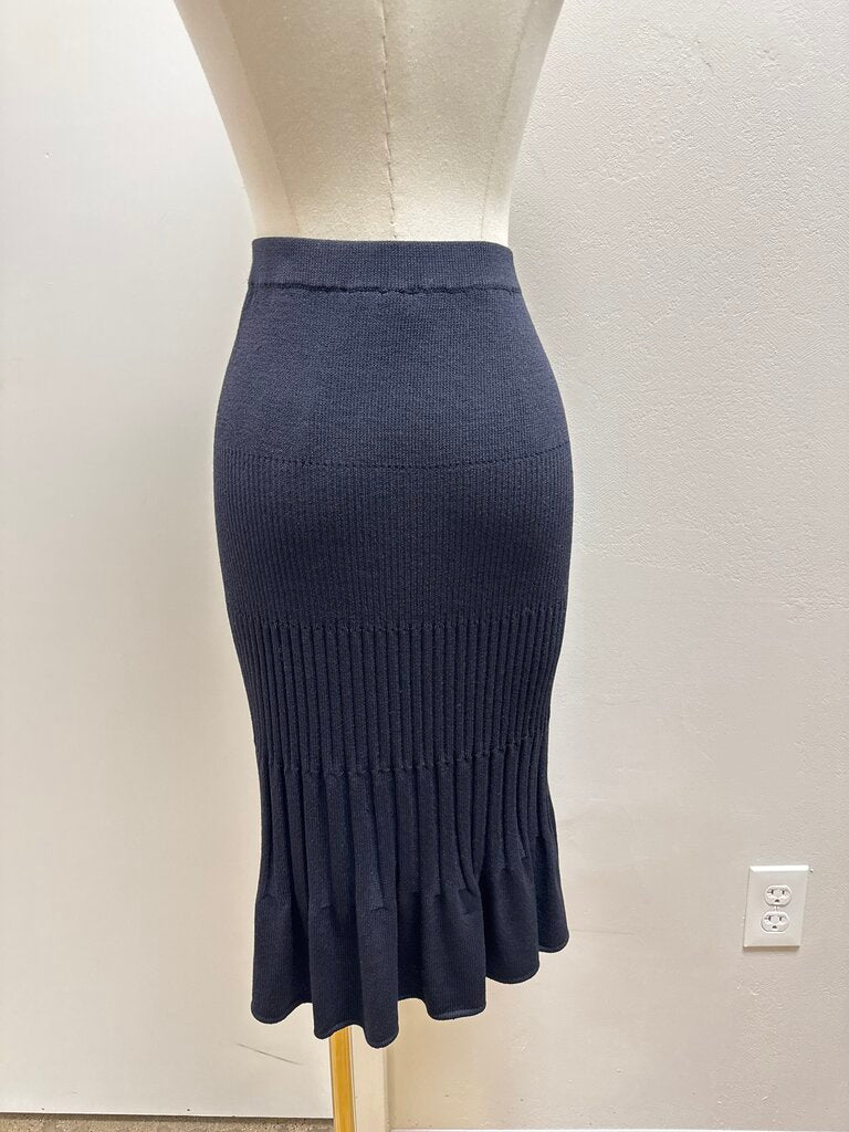 St John Black Knit Pleated Skirt