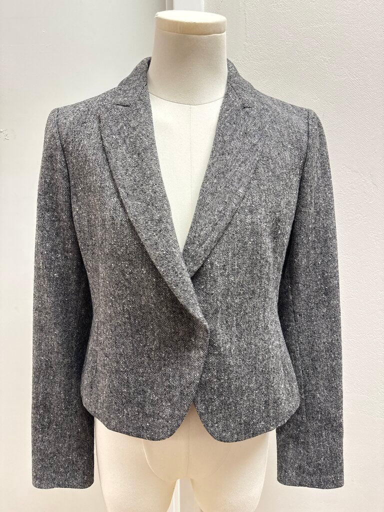Donna Karan Black and White Wool Cropped Blazer