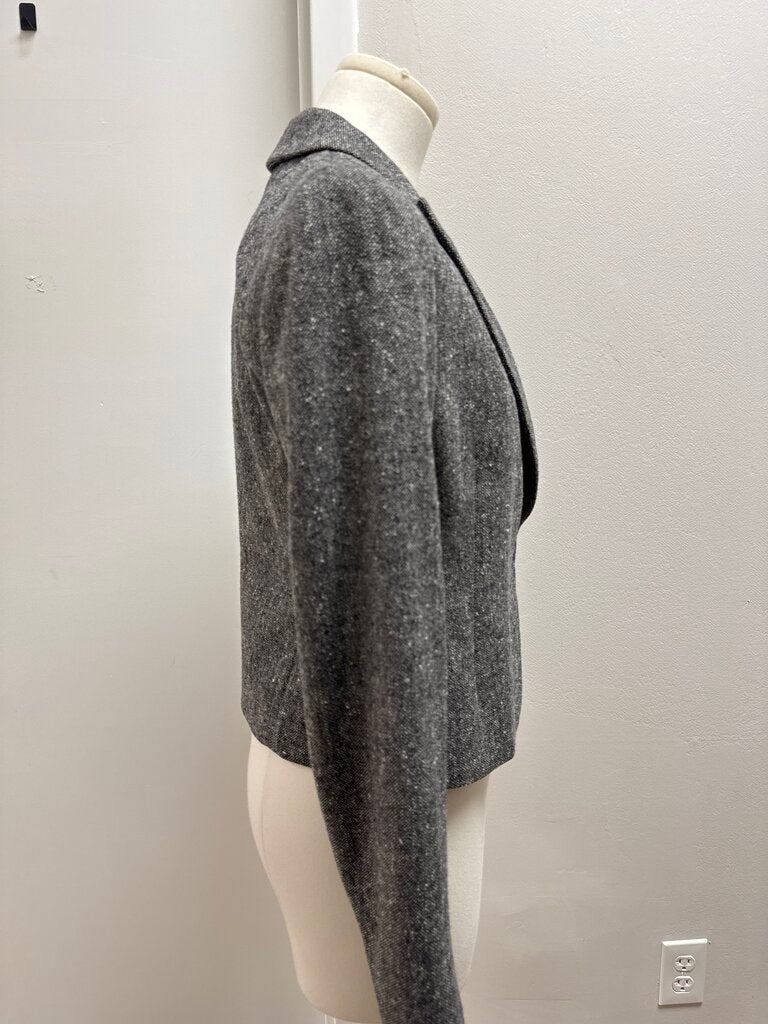 Donna Karan Black and White Wool Cropped Blazer