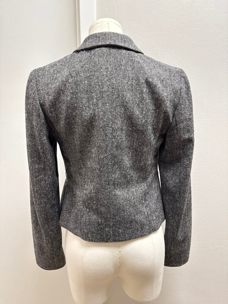 Donna Karan Black and White Wool Cropped Blazer