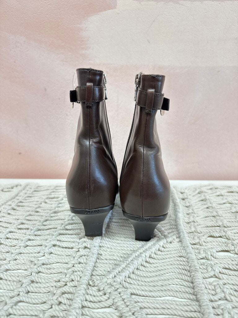 Prada Chocolate Kitten Heel Bootie