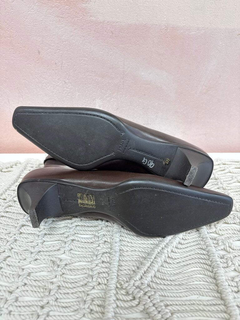 Prada Chocolate Kitten Heel Bootie