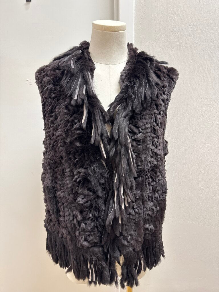 Black Rabbit Fur Vest