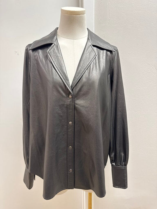 Brochu Walker Pewter Faux Leather Top