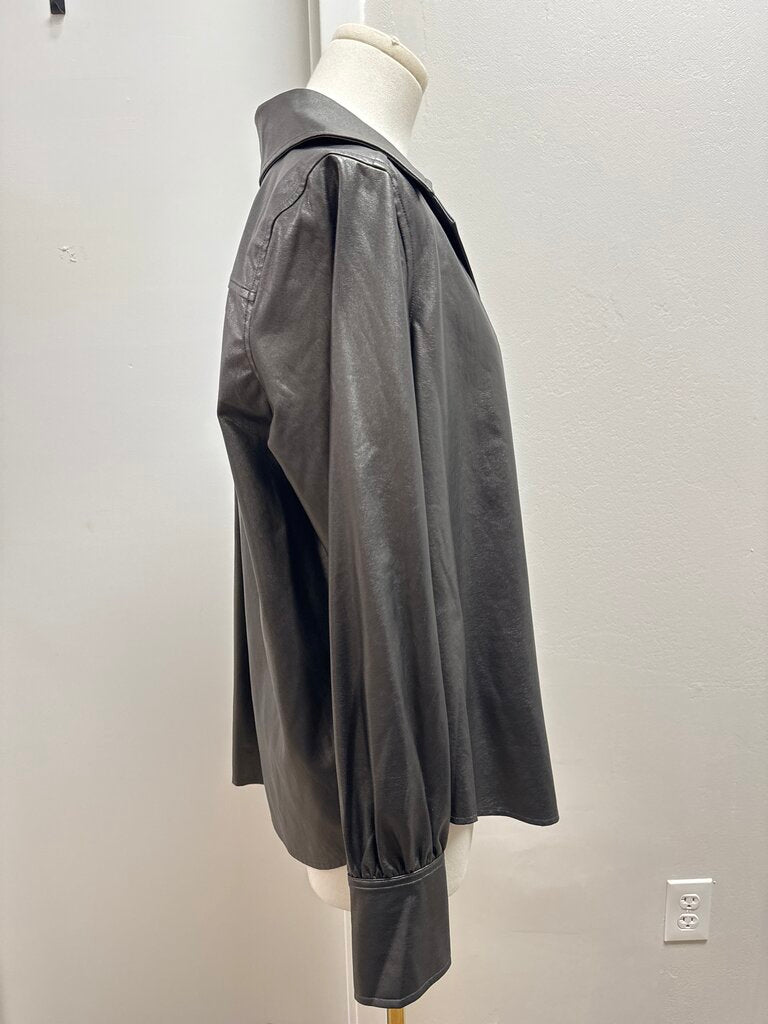 Brochu Walker Pewter Faux Leather Top