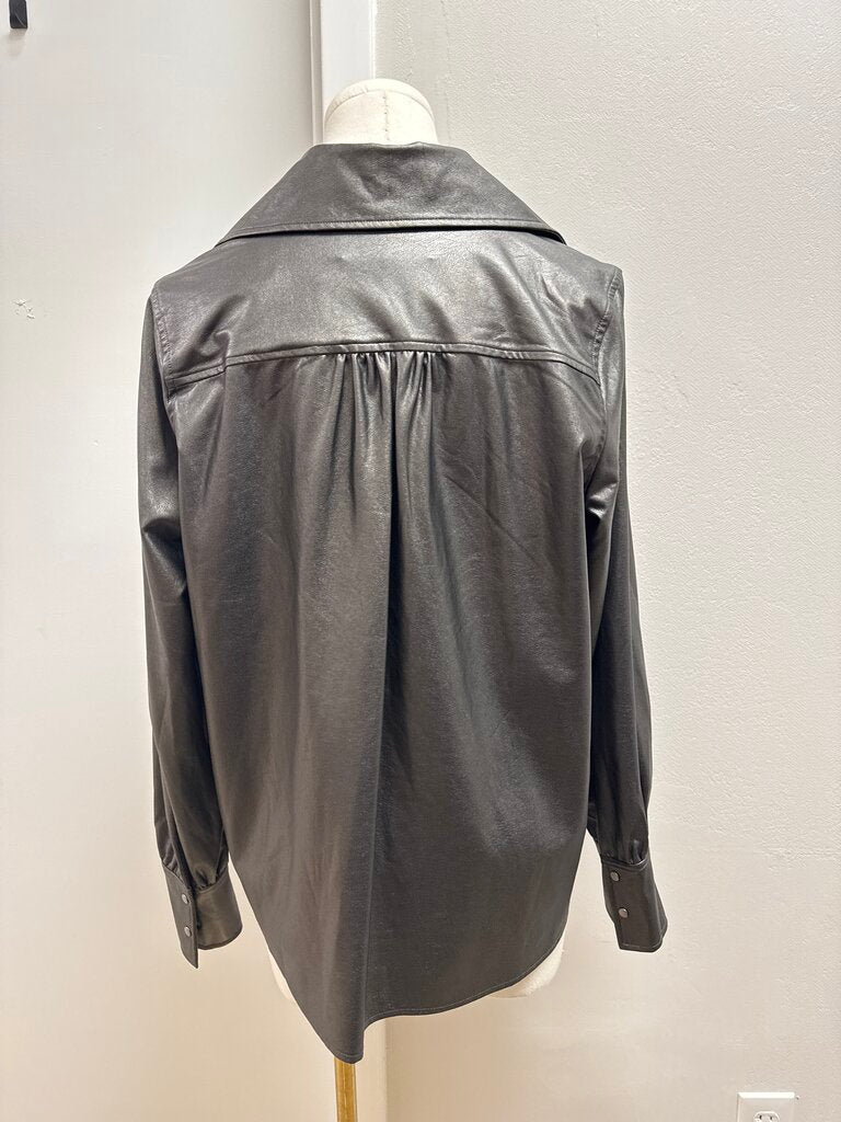 Brochu Walker Pewter Faux Leather Top