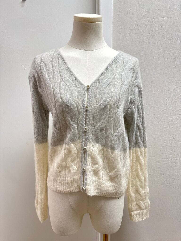 Naadam Grey Cable Knit Cardigan