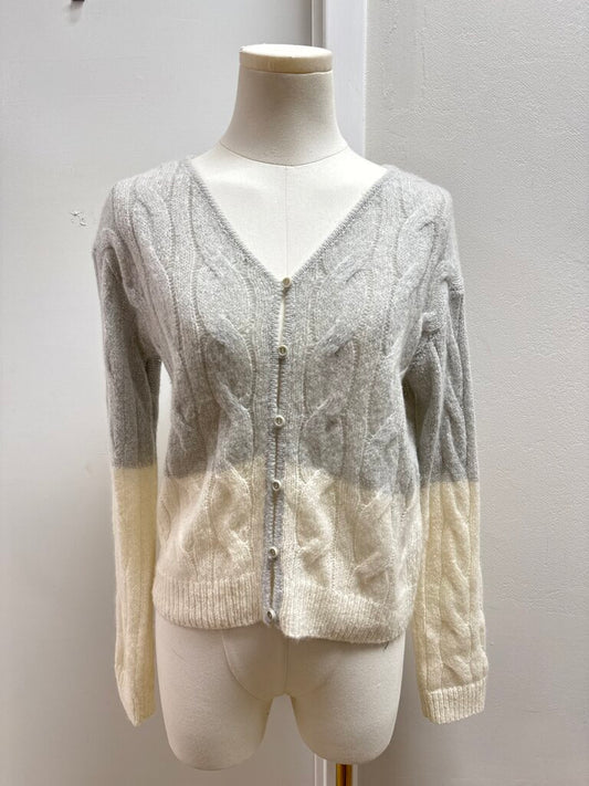 Naadam Grey Cable Knit Cardigan