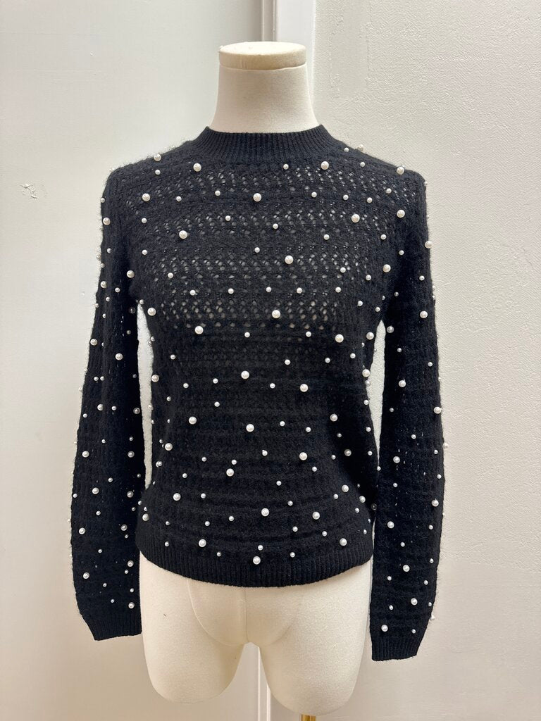 Aqua Black Pearl Detail Sweater