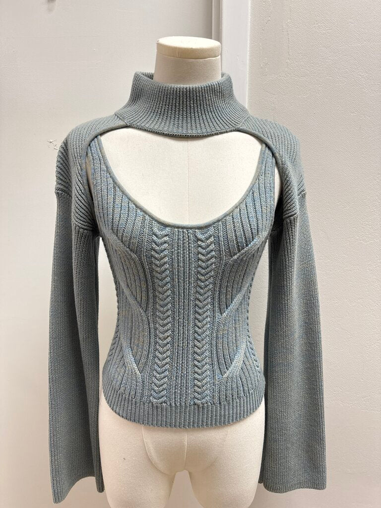 Jonathan Simkhai Blue Marled Mock Neck Sweater