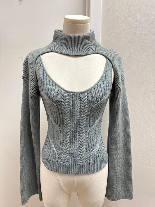 Jonathan Simkhai Blue Marled Mock Neck Sweater
