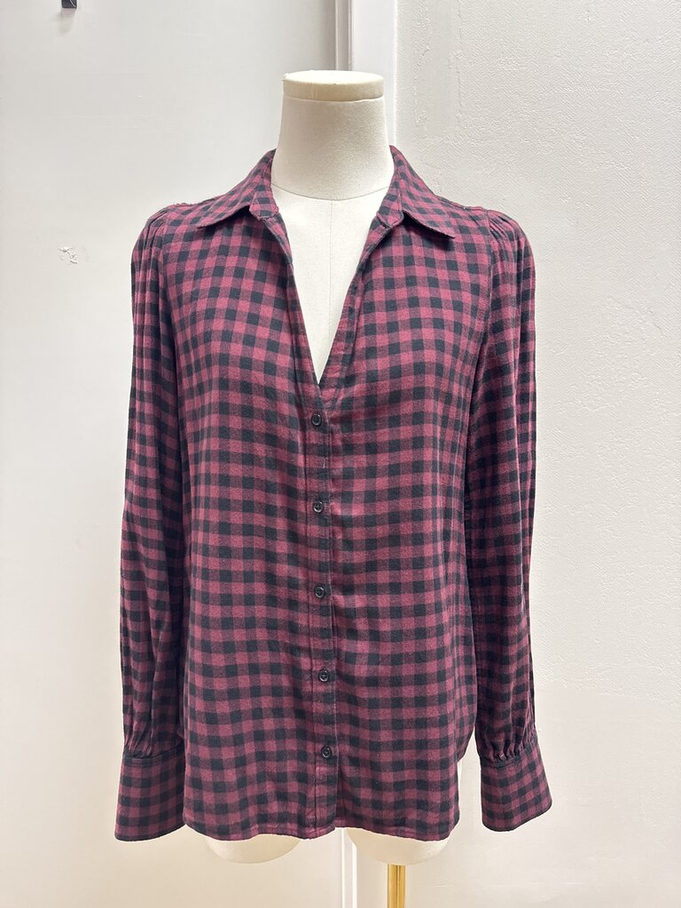 Paige Maroon Buffalo Check Button Up