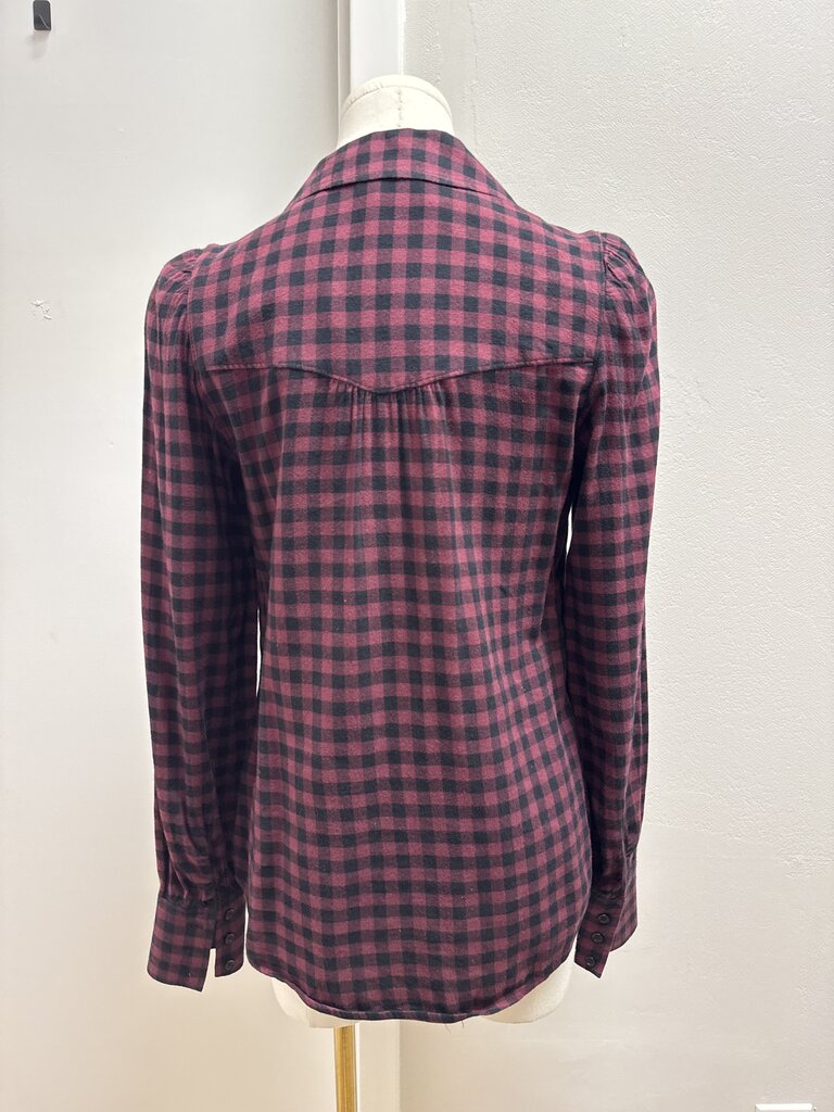Paige Maroon Buffalo Check Button Up