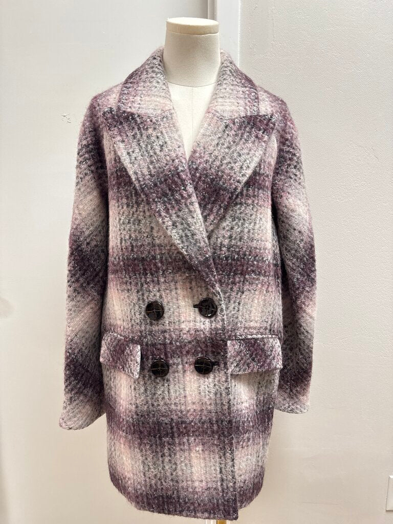 Veronica Beard Purple Plaid Overcoat