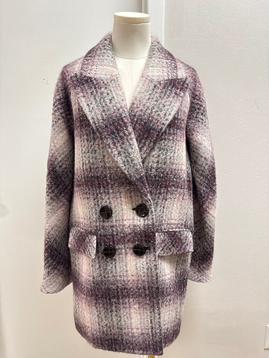 Veronica Beard Purple Plaid Overcoat