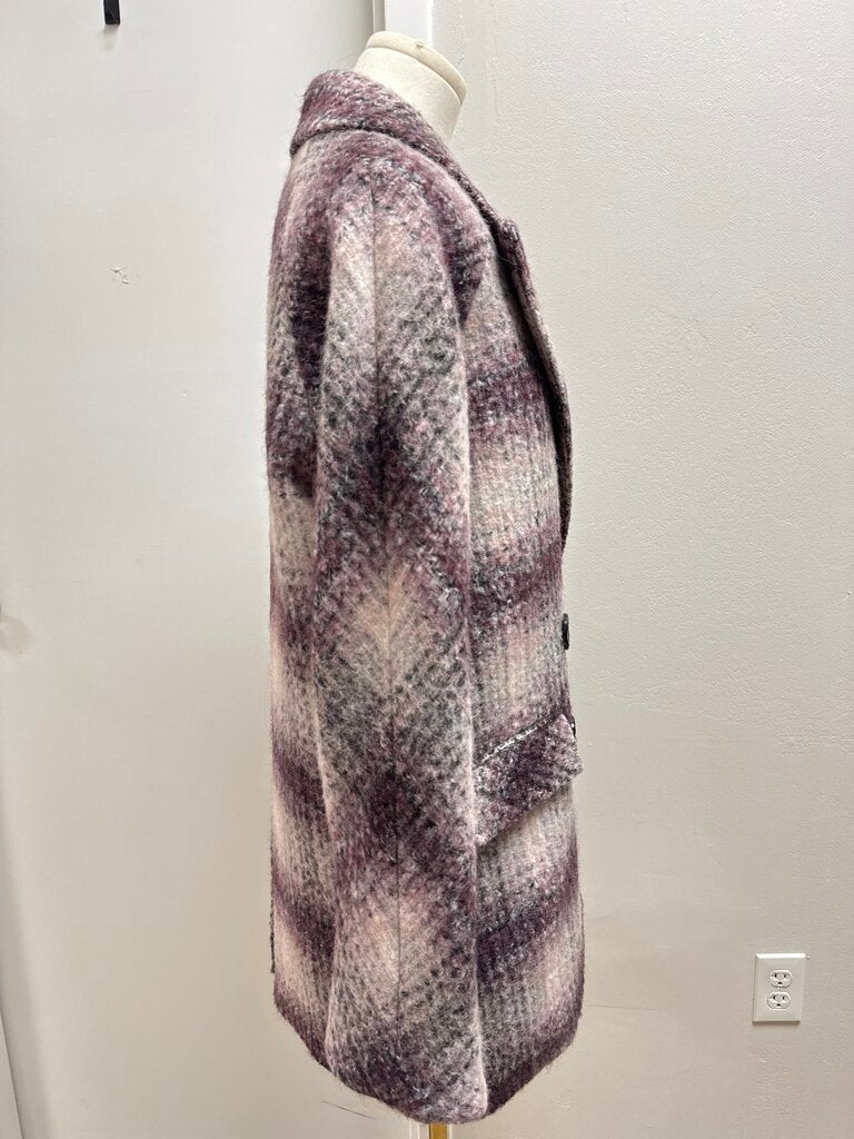 Veronica Beard Purple Plaid Overcoat