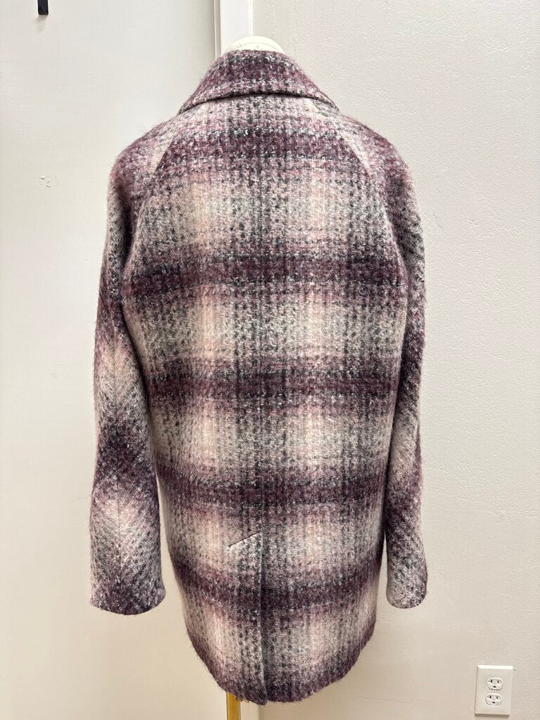 Veronica Beard Purple Plaid Overcoat