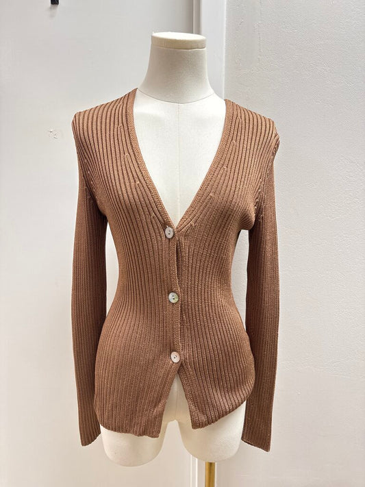 Vince Mocha Ribbed Cardigan