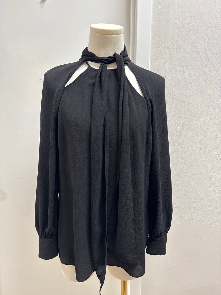 Veronica Beard Black Tie Front Blouse