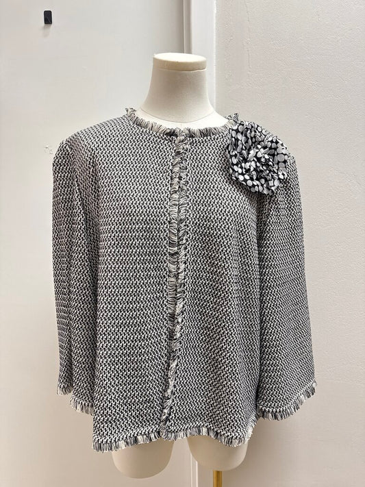 St John Black and White Knit Cropped Jacket NWT