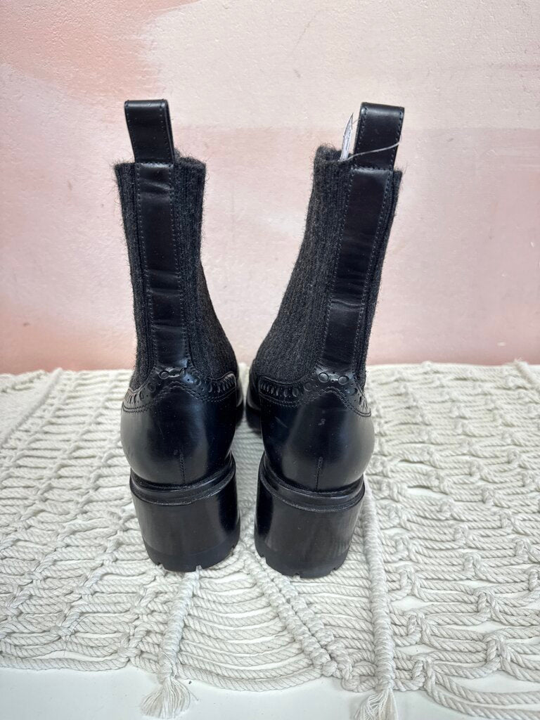 Santoni Black Brogue Chelsea Boot
