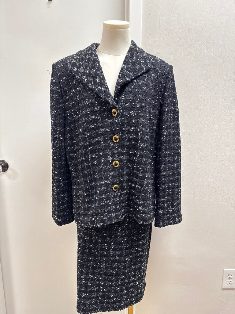 St John Black and White Knit Skirt Suit NWT