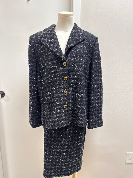 St John Black and White Knit Skirt Suit NWT