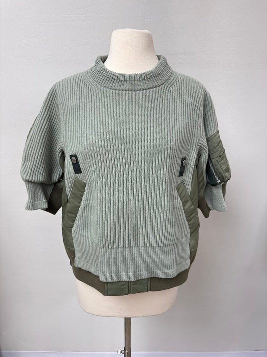 sacai Olive Ribbed Top NWT