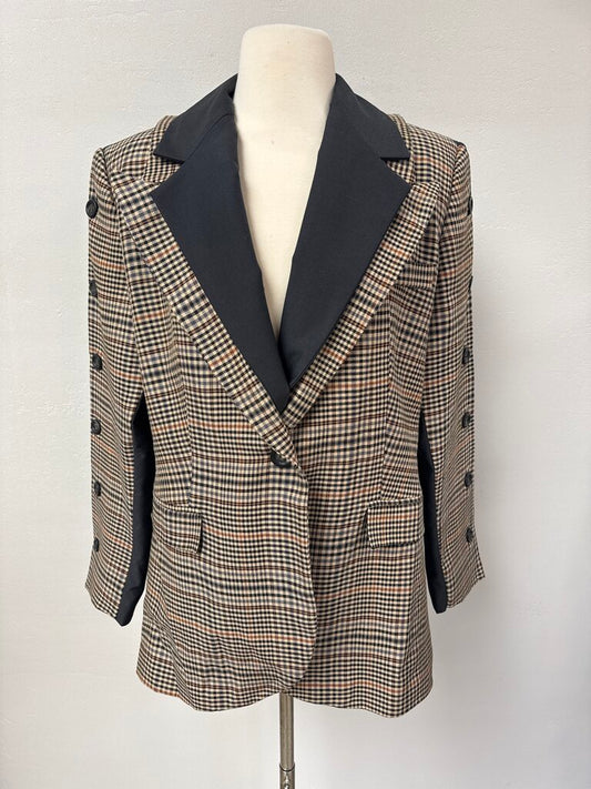 Depeche Made x Tamra Farra Brown Check Plaid Blazer