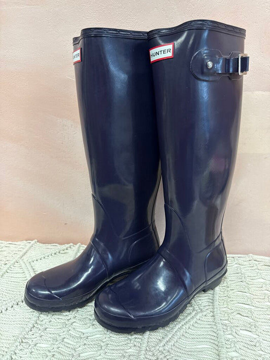 Hunter Blue Tall Rubber Rain Boots NWT