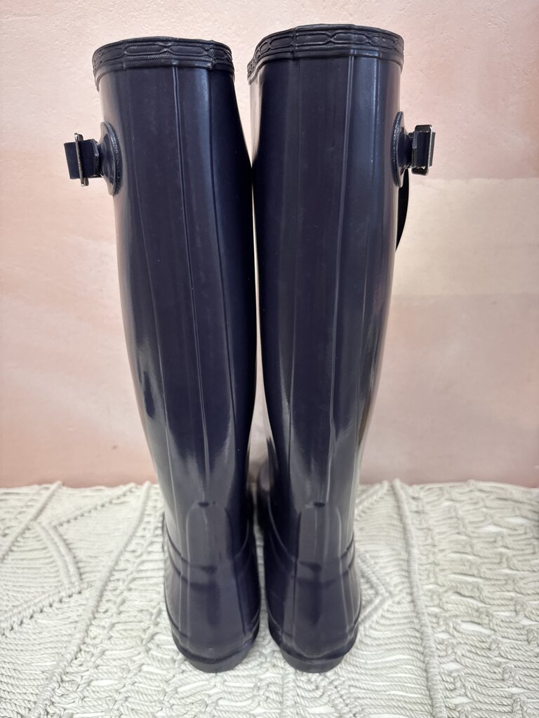 Hunter Blue Tall Rubber Rain Boots NWT