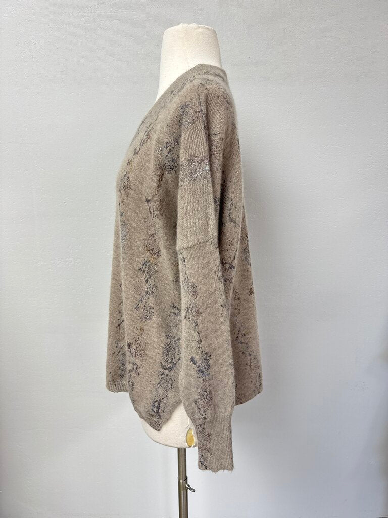 Brodie Tan Snake Print Cashmere Sweater