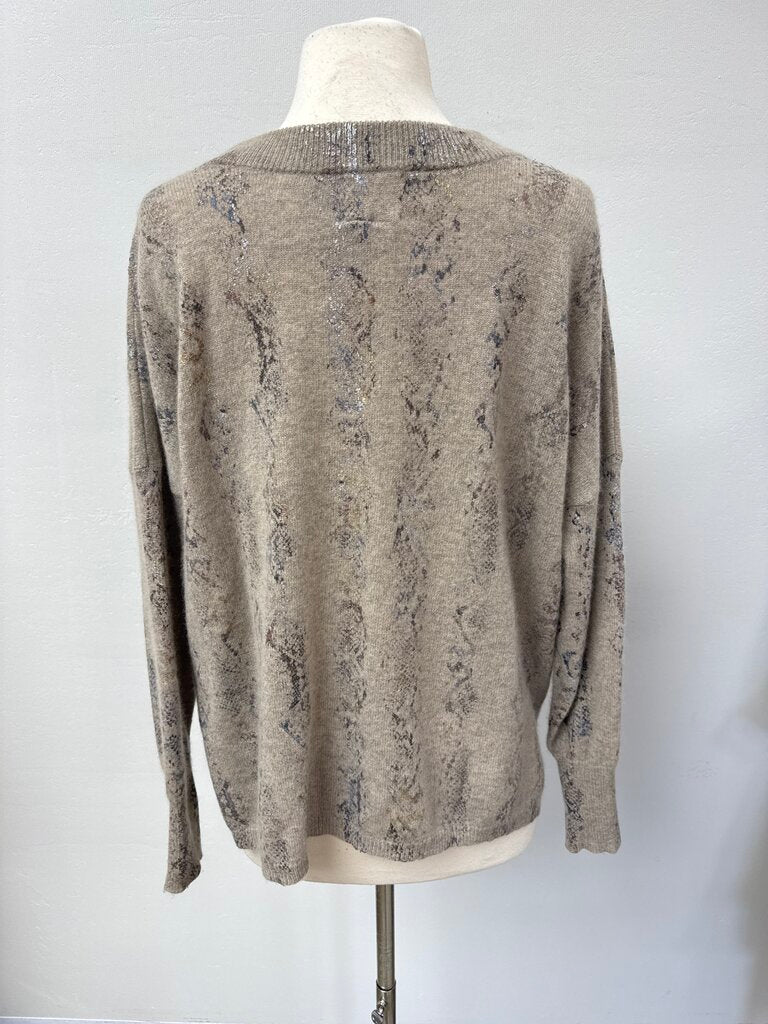 Brodie Tan Snake Print Cashmere Sweater