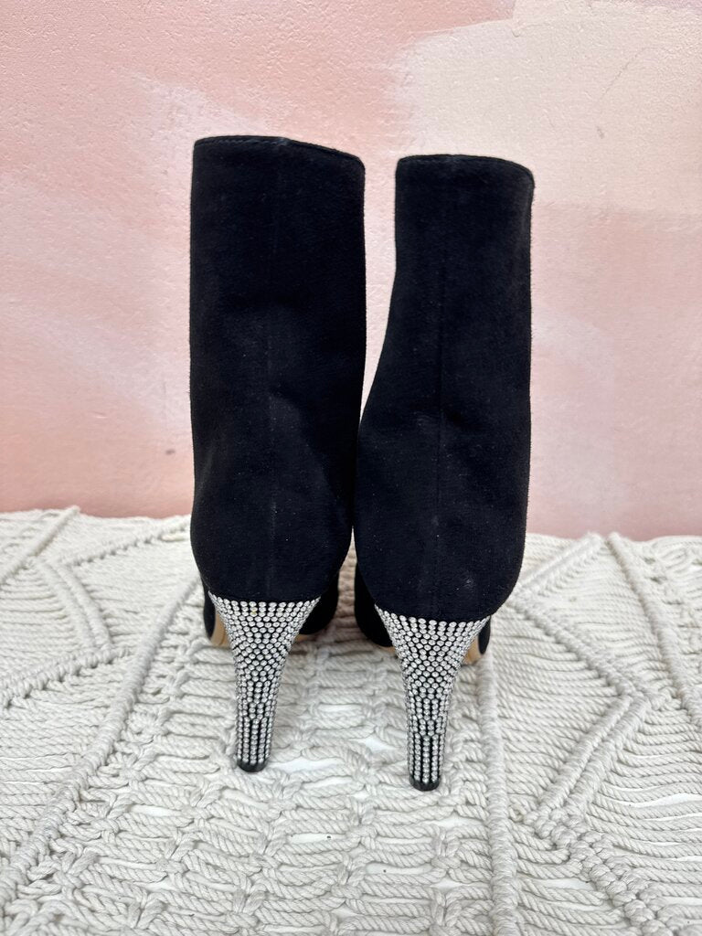 Alexandre Vauthier Black Suede Crystal Boots