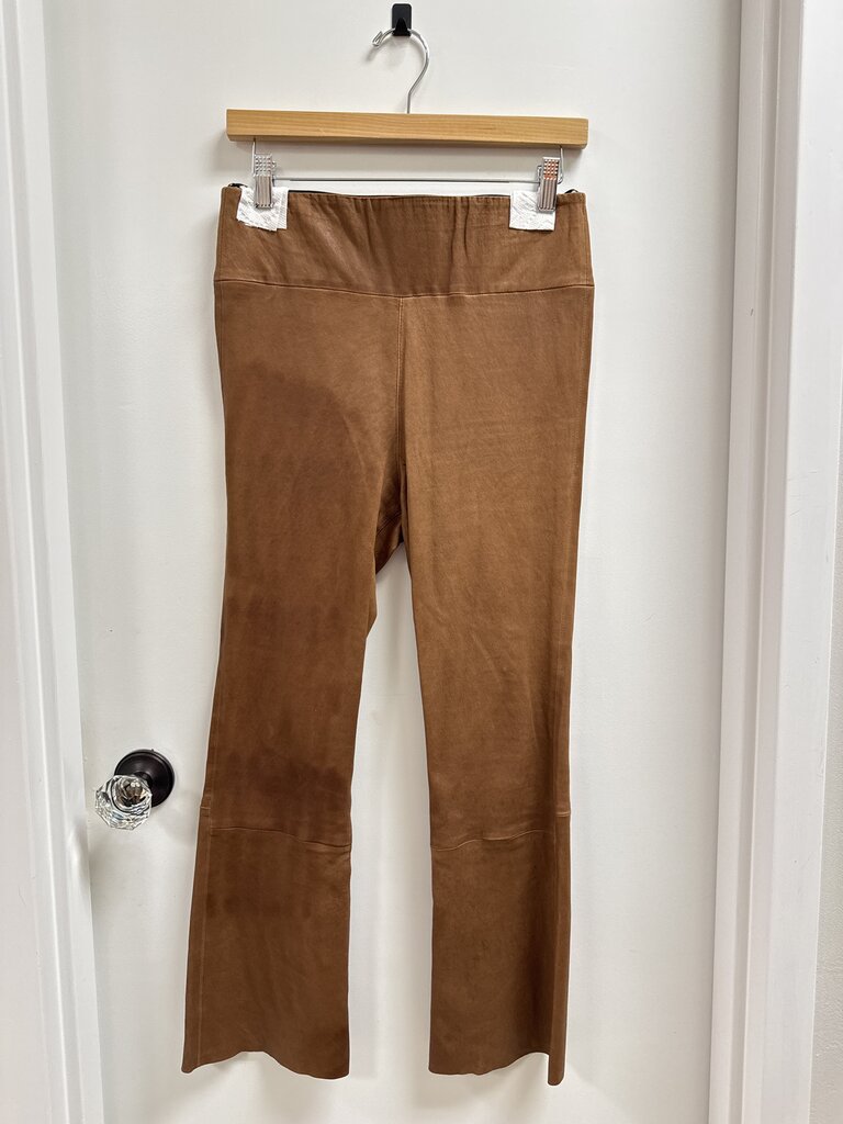 SPRWMN Brown Leather Cropped Flare Pant
